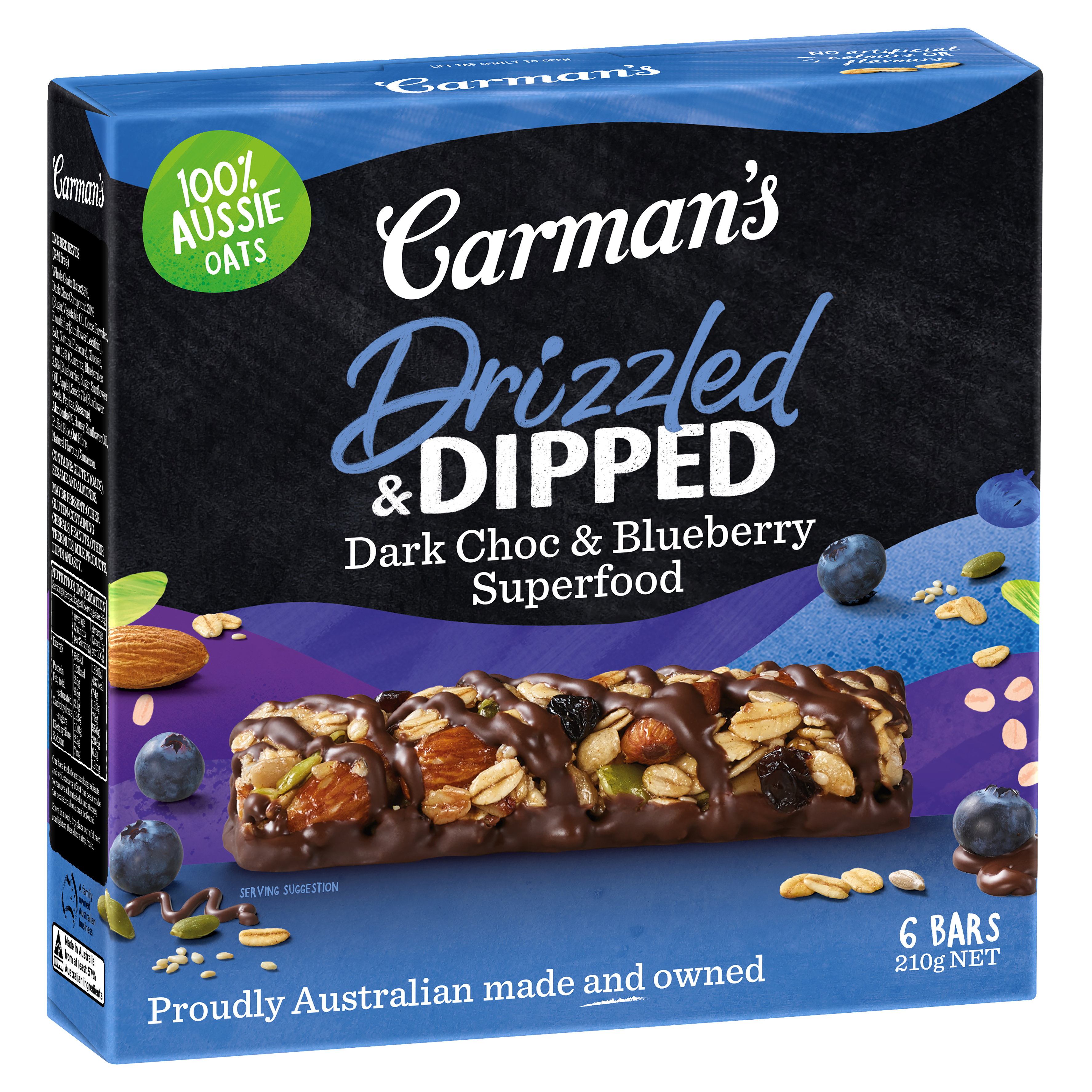 Drizzled & Dipped Dark Choc & Blueberry Superfood Bars