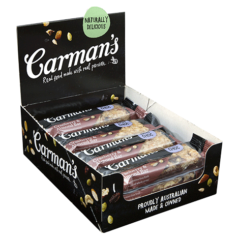 Drizzled & Dipped Dark Choc, Cranberry & Almond Bars 16 x 45g