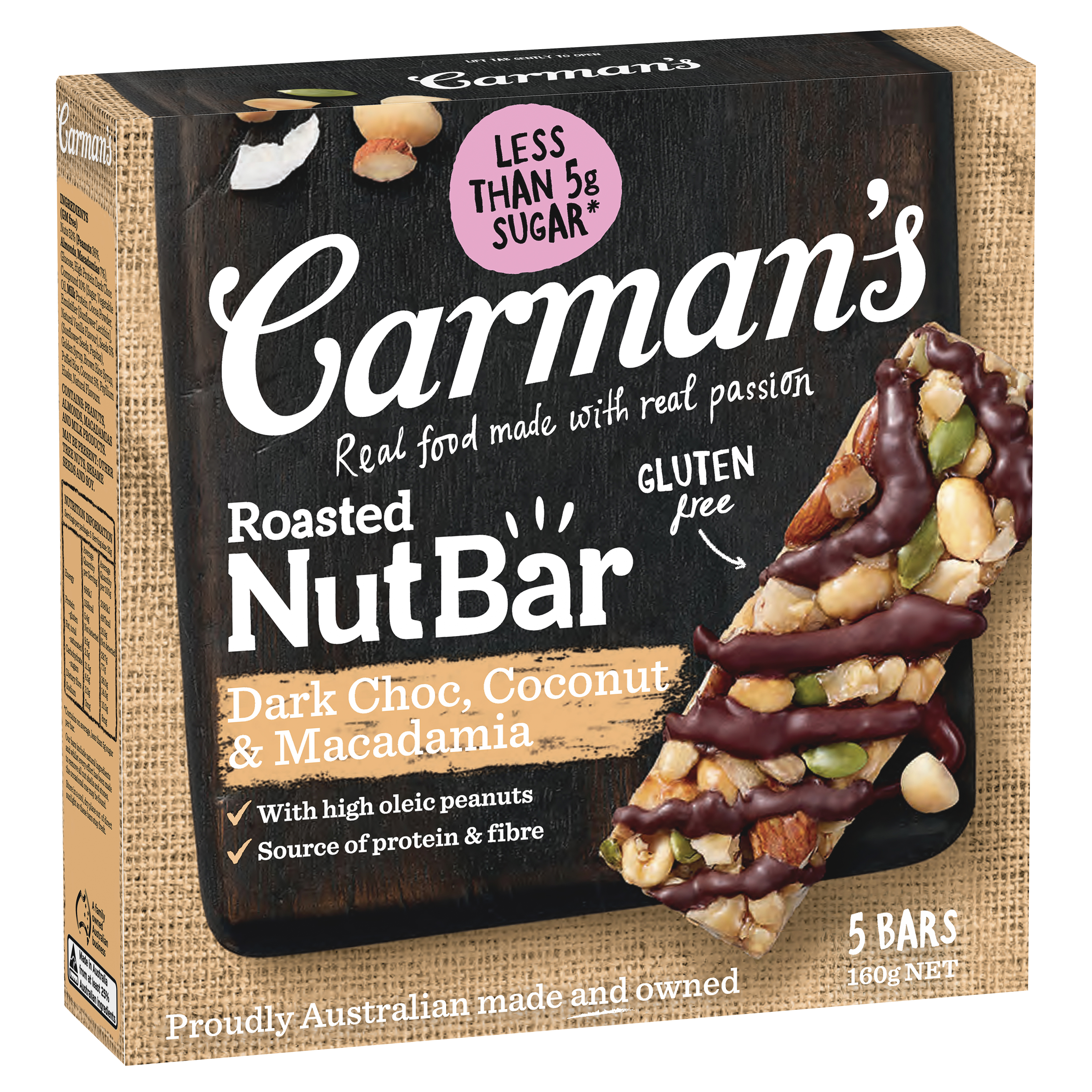 Dark Choc, Coconut & Macadamia Nut Bars