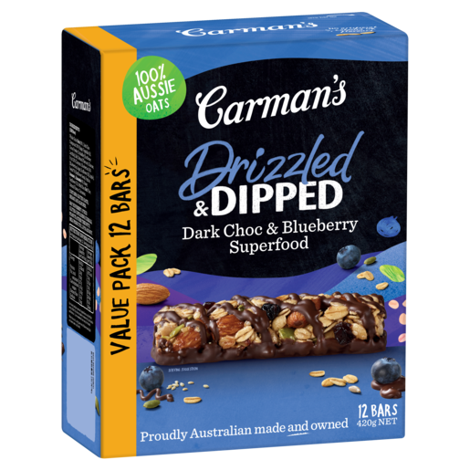 Drizzled & Dipped Dark Choc & Blueberry Superfood Bars