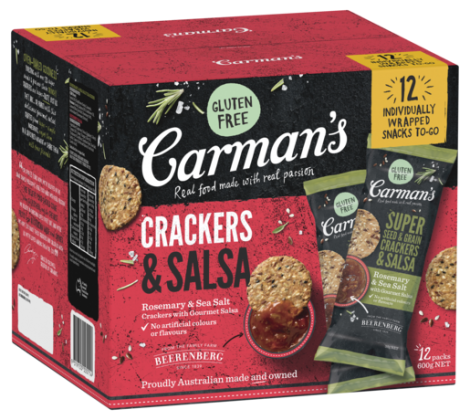 Rosemary & Sea Salt Super Seed & Grain Crackers with Gourmet Salsa 12 Pack